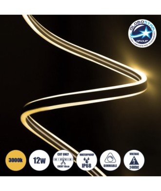 GLOBOSTAR® DOUBLESIDED 70482 Ταινία Neon Flex LED 12W-m 840lm-m 240° DC 24V Αδιάβροχο IP65 120 x SMD2835 Chip-m Θερμό Λευκό 2700K Dimmable - Sanan SMD Chip - Μ100 x Π0.8 x Υ1.6cm - 3 Χρόνια Εγγύηση